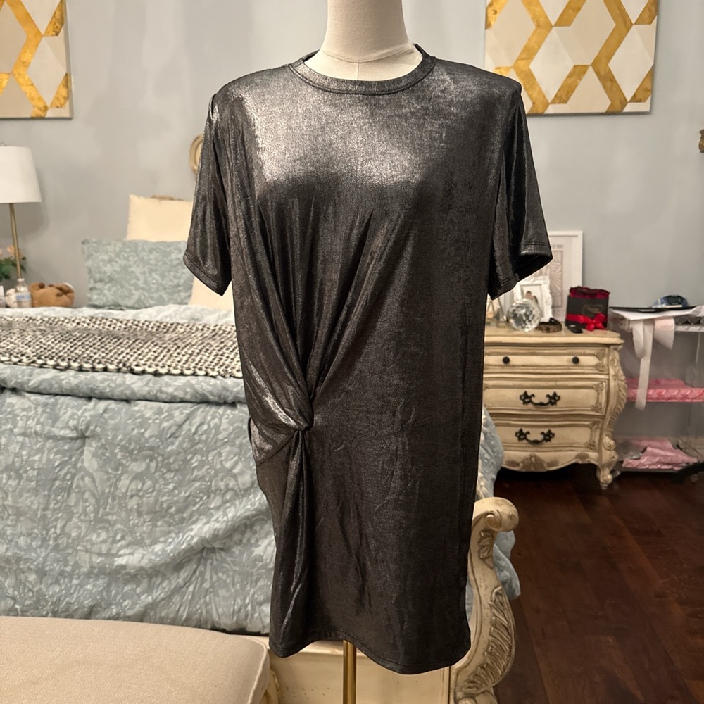 Metallic Silver Knot Dress